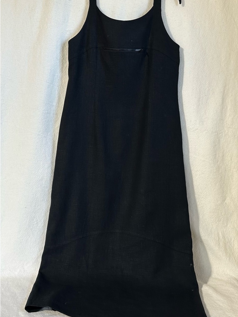 Harve Benard Vintage Long Black Linen Zip Pocket Dress Back Zipper Women's SZ 8